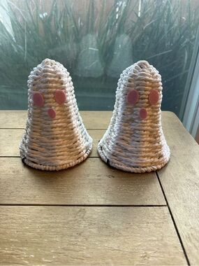 White Rope Ghost Holiday Décor Pair with Pink Accents